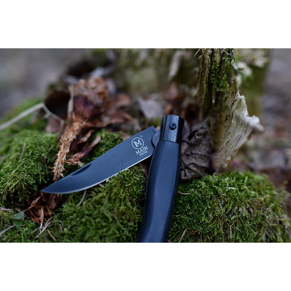 Couteau pliant MAIN » Italian Line «, revêtement en titane, bois de Pakka noir