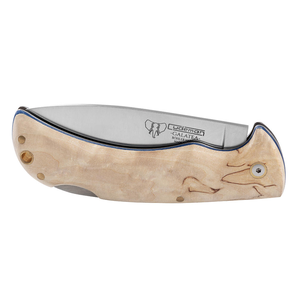 Cudeman »Galatea« Folding Knife, Masur Birch, with Leather Case