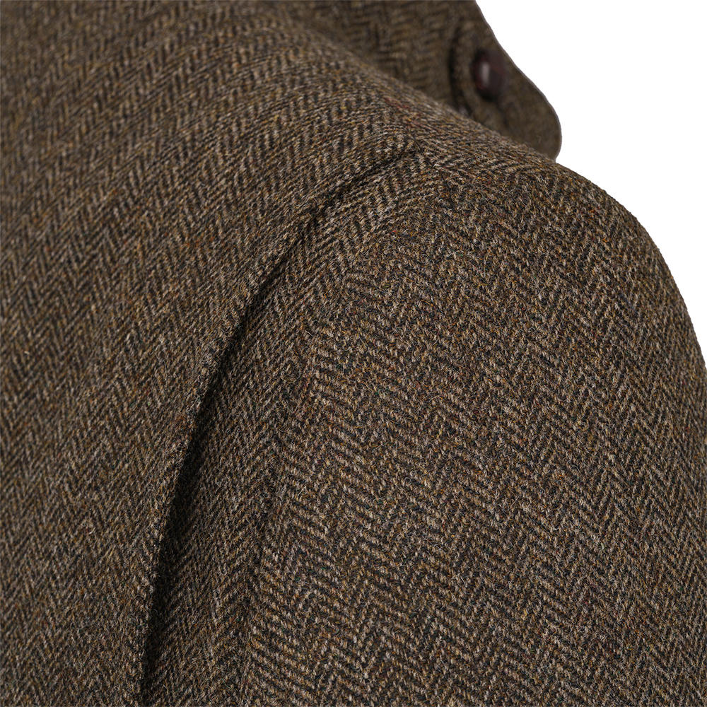 Herren Tweed-Jagdjacke, Fischgrat, braun