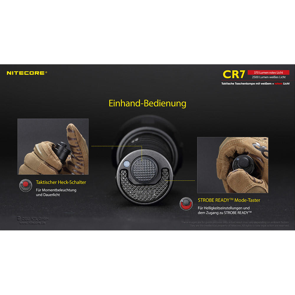 Nitecore® CR7, 2500 lm Weißlicht und 370 lm Rotlicht