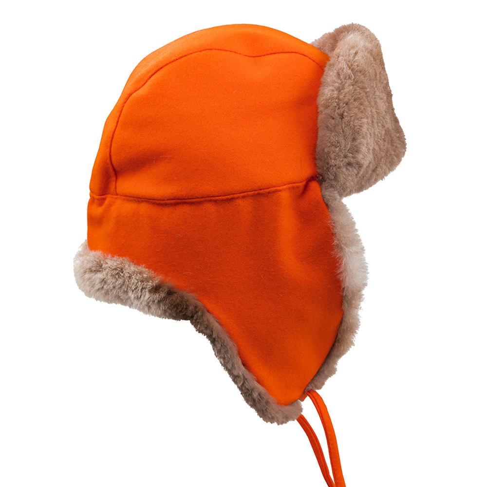 Fur Cap for Drive Hunting, Sheared Red Fox/Loden