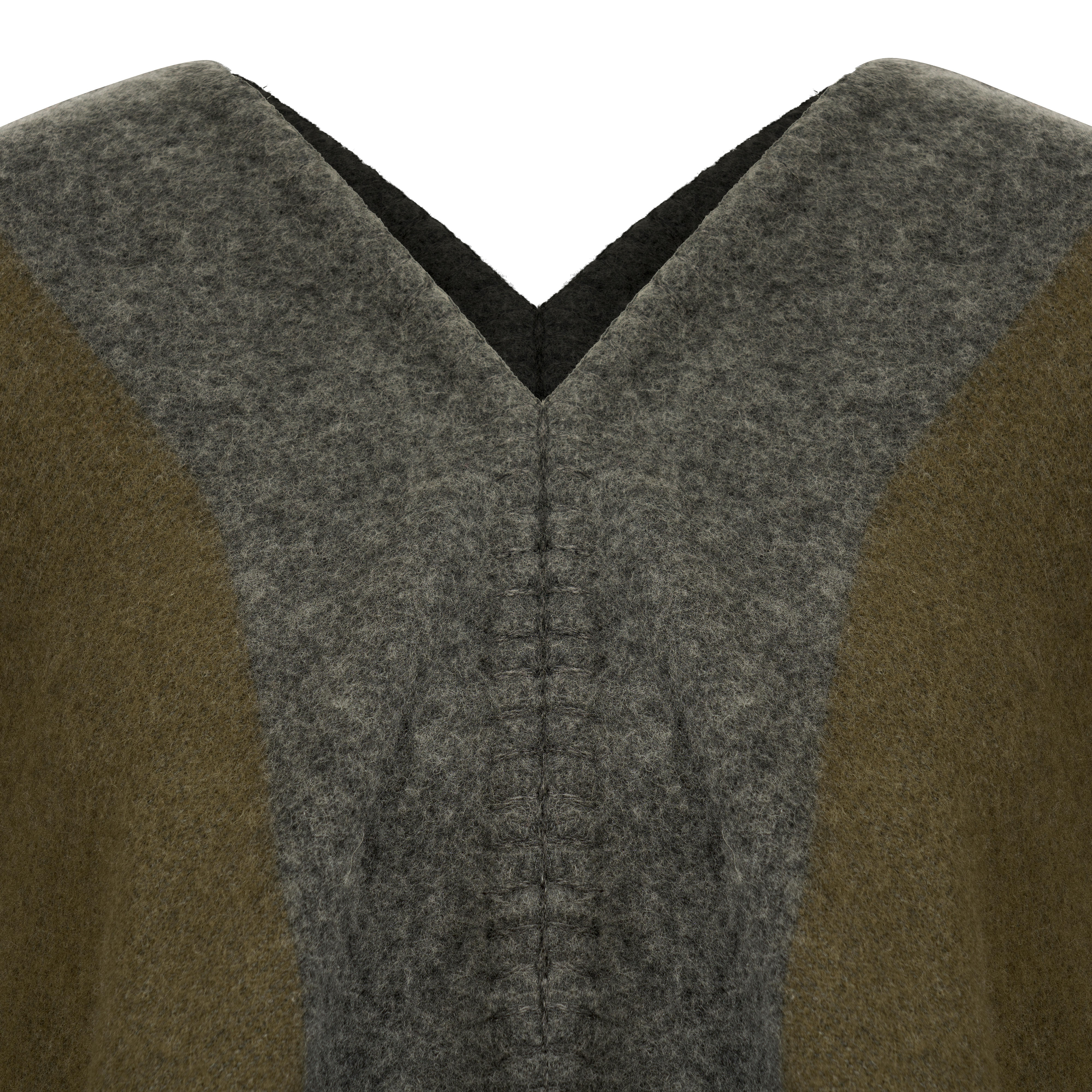 Johnstons of Elgin Virgin Wool Poncho, Olive/Grey