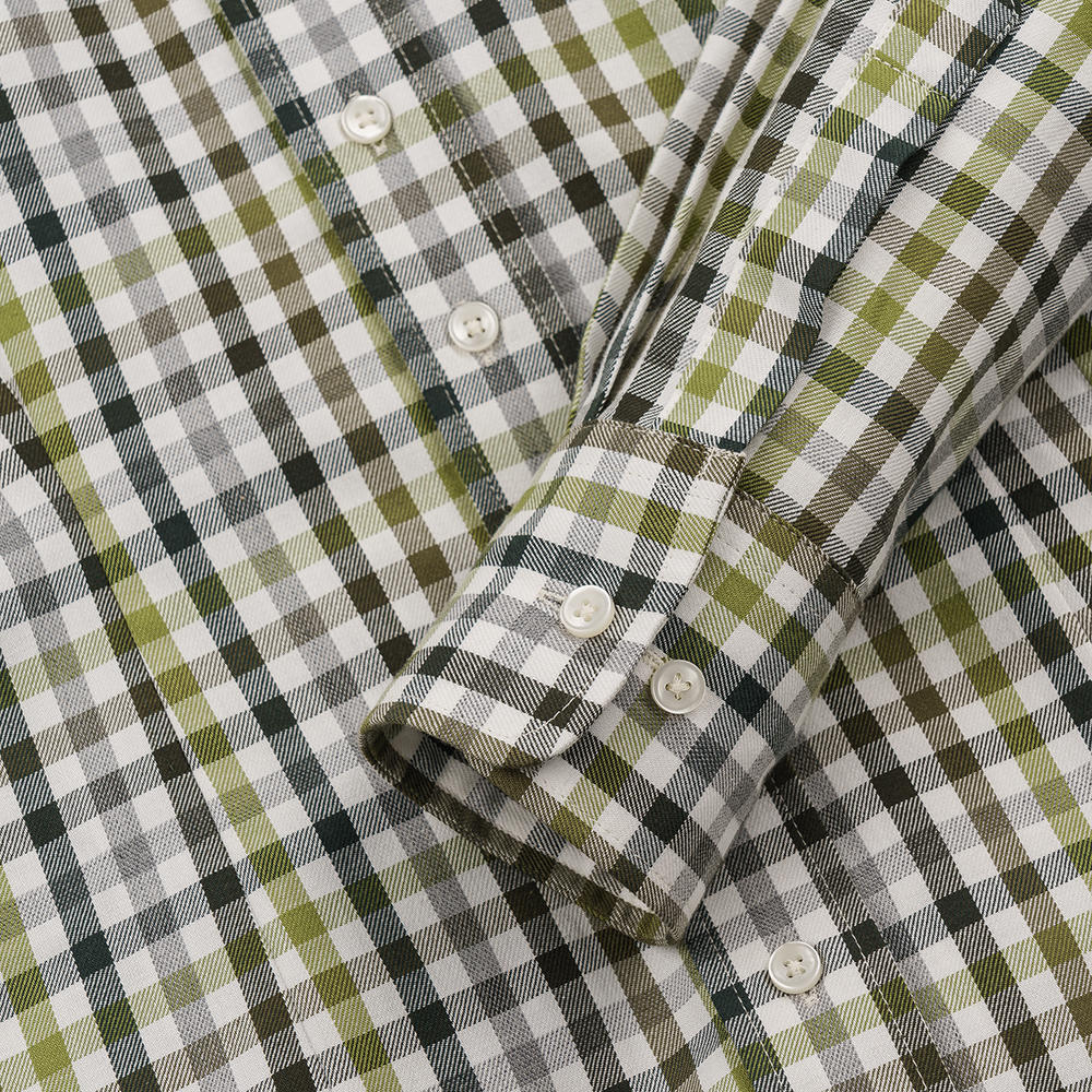 Ladies' Blouse, Cotton, Check, Green/Olive/White