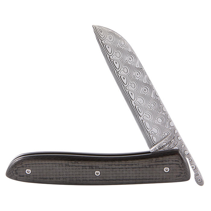 Perceval Klappmesser L09 Damast, Kohlefaser