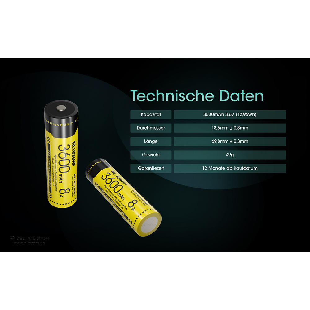 Nitecore® Li-Ion Akku 18650, 3600 mAh, NL1836HP