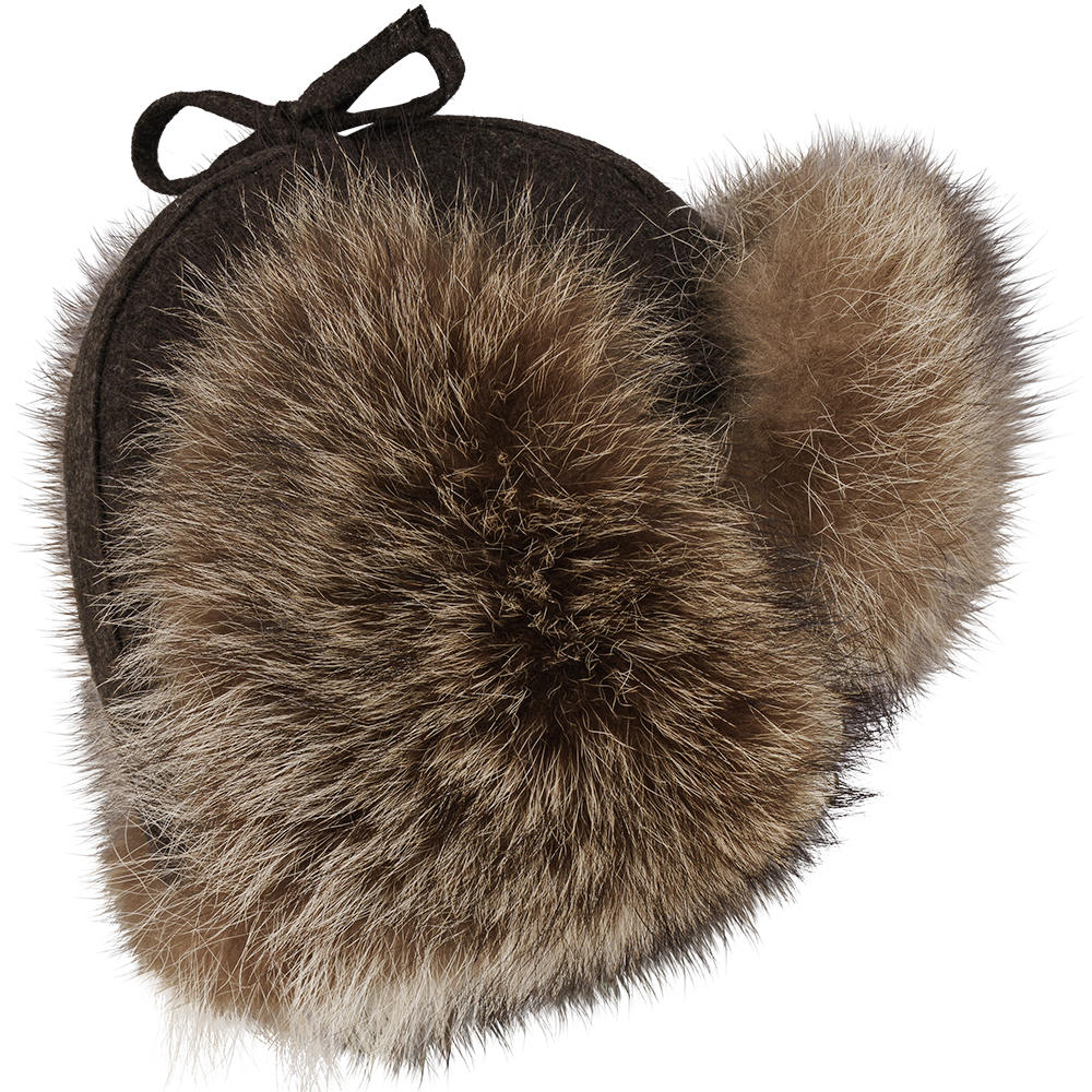 Casquette en fourrure de raton laveur et loden
