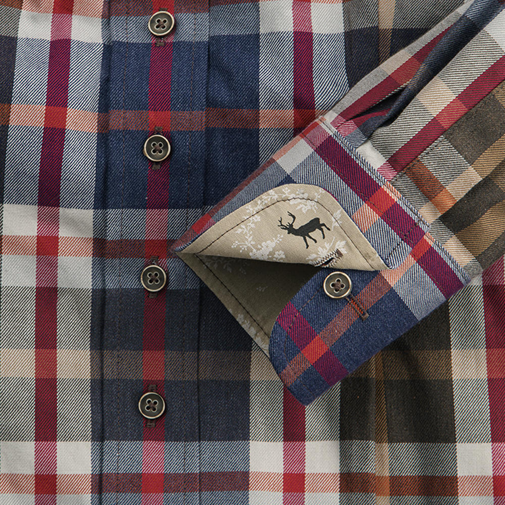 Button-down Blouse, 100 % Cotton Flannel, Chequered