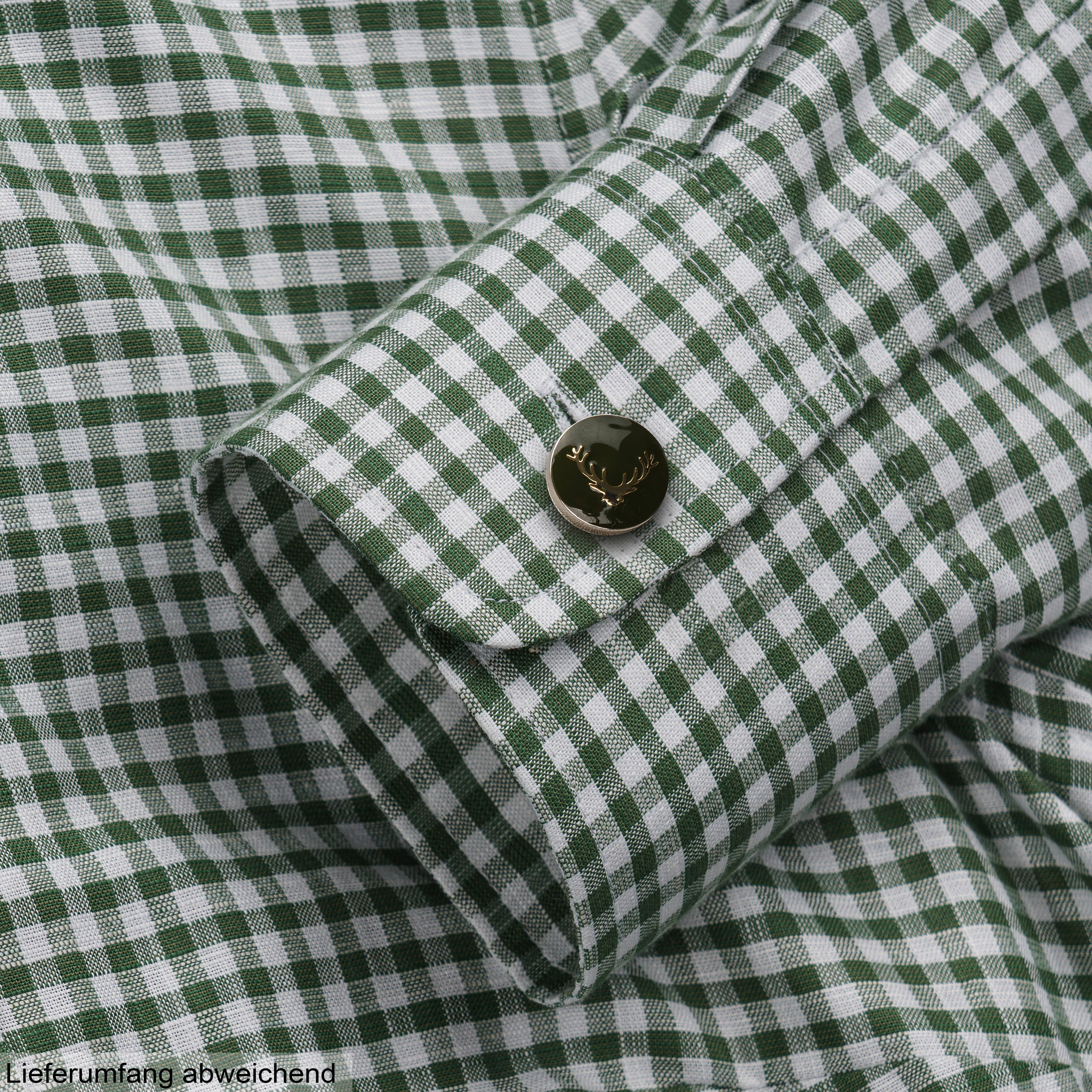 Ladies' Blouse, Cotton/Linen, Check, Green/White