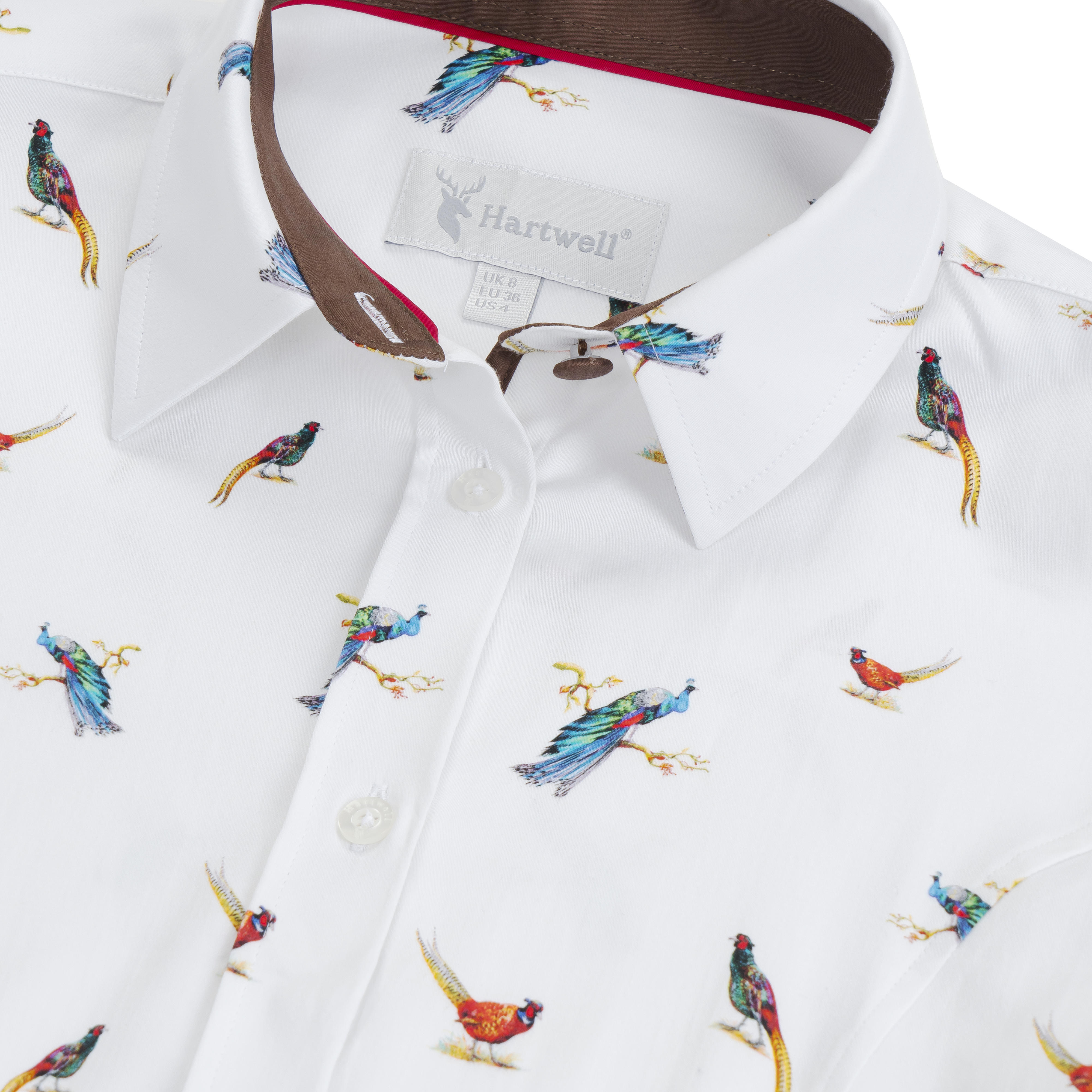 Hartwell Damen Bluse Layla, weiß, Pfau & Fasan