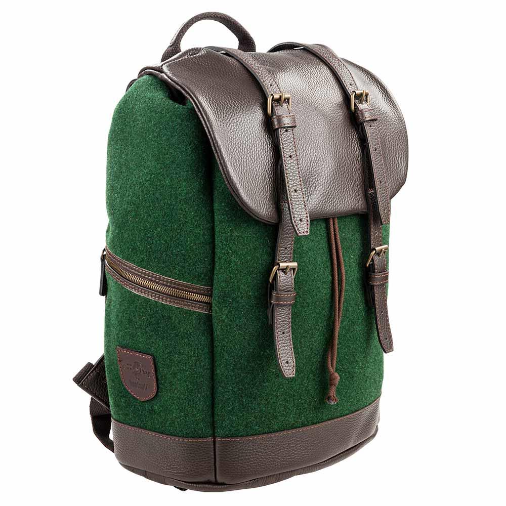 Rucksack, Wolle mit Leder