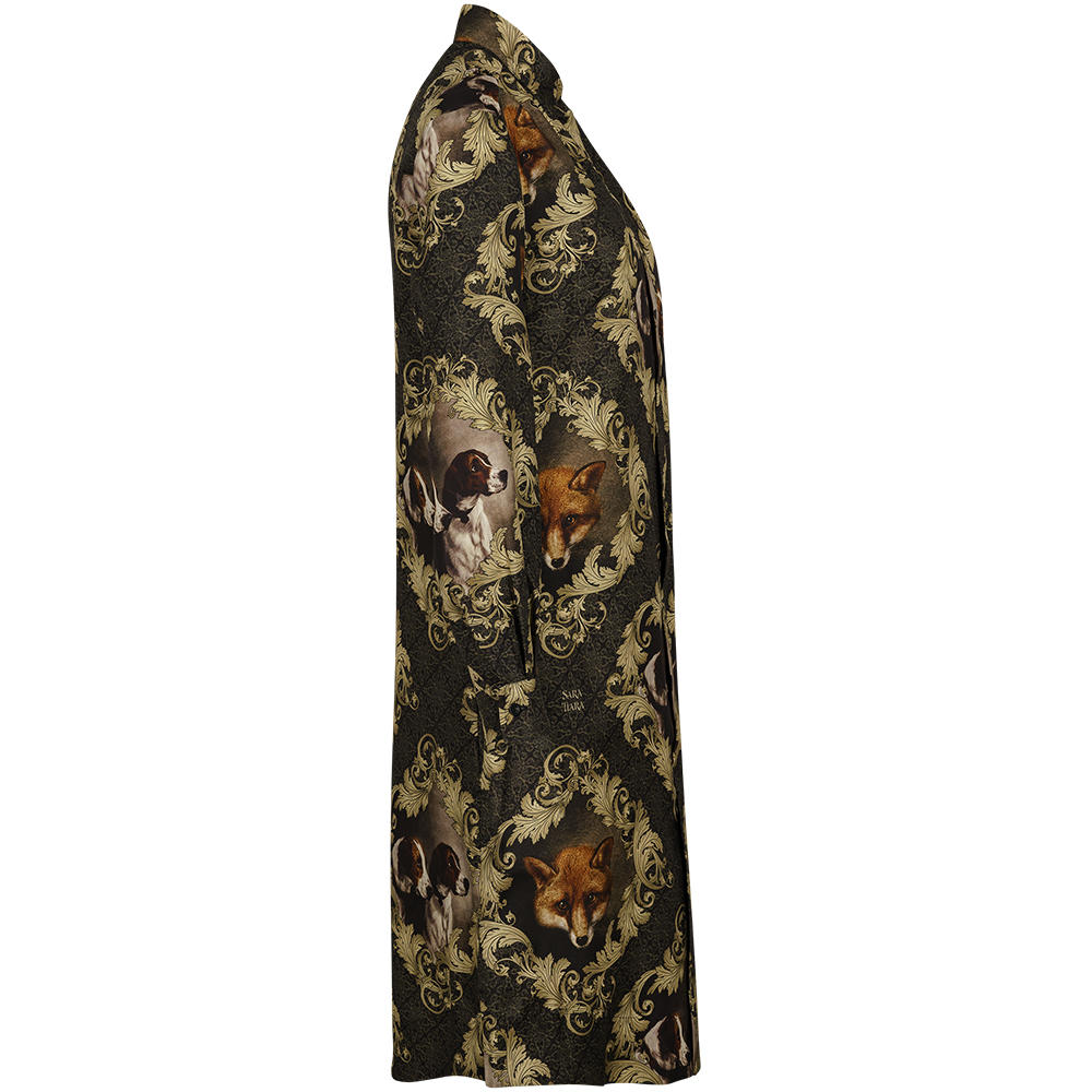 Robe en soie Sara Tiara, motif renard et chien