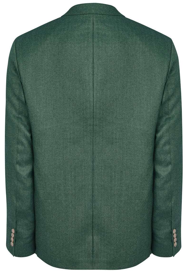 Herren Tweed-Sakko, Fischgrat, dunkelgrün