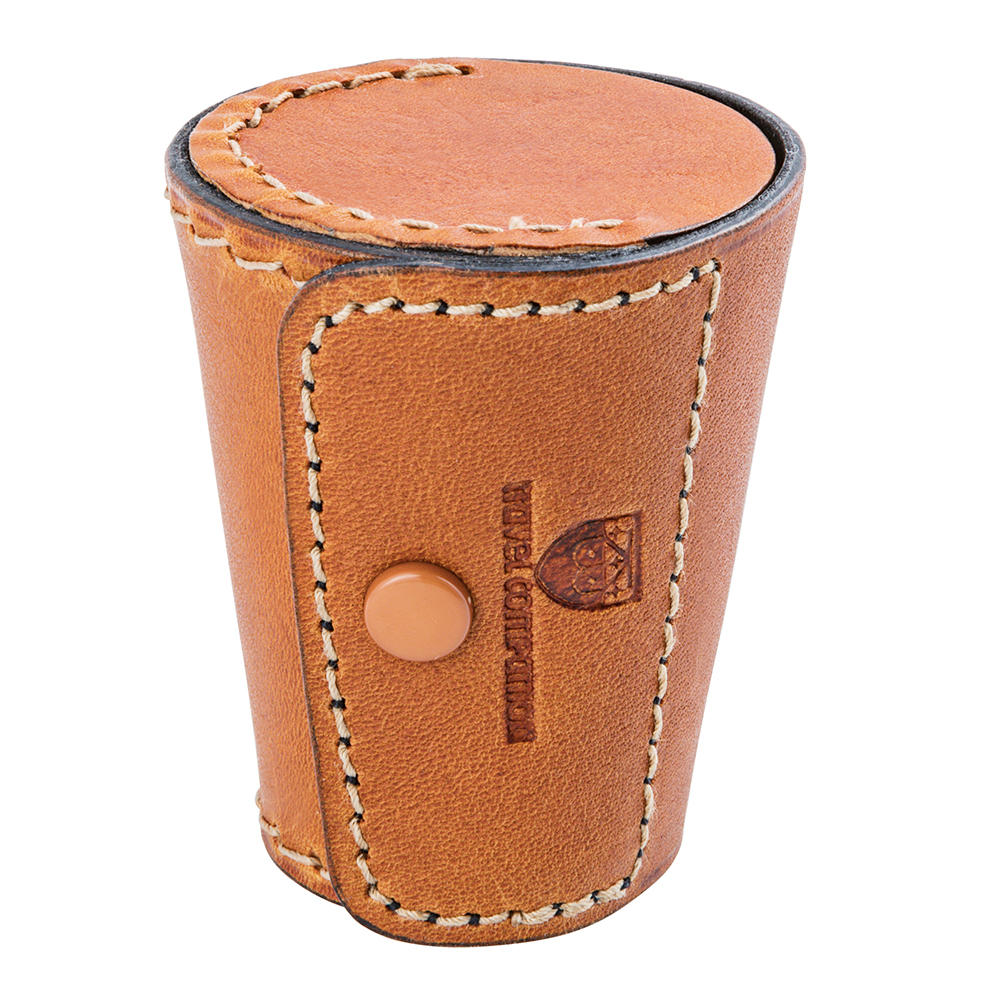 Jeu de verres à liqueur BEIER en acier inoxydable, étui en cuir, brun clair