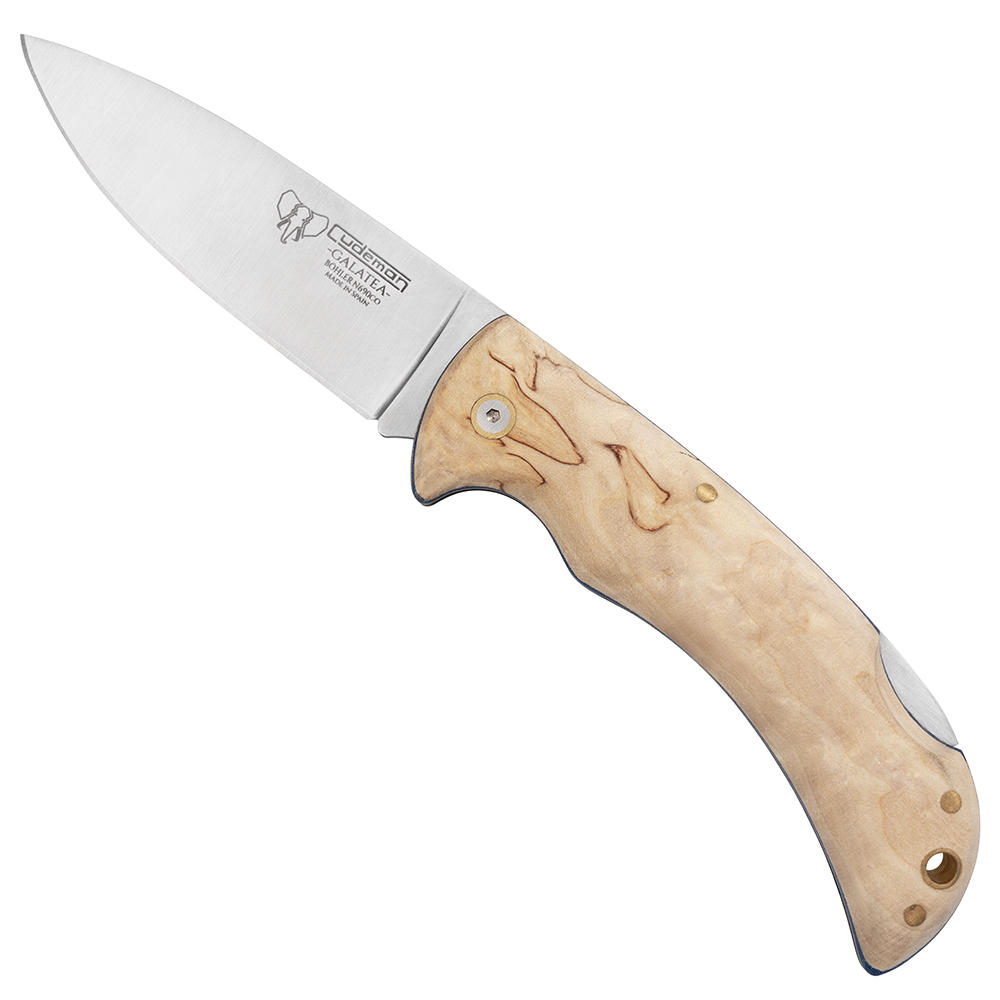 Cudeman »Galatea« Folding Knife, Masur Birch, with Leather Case