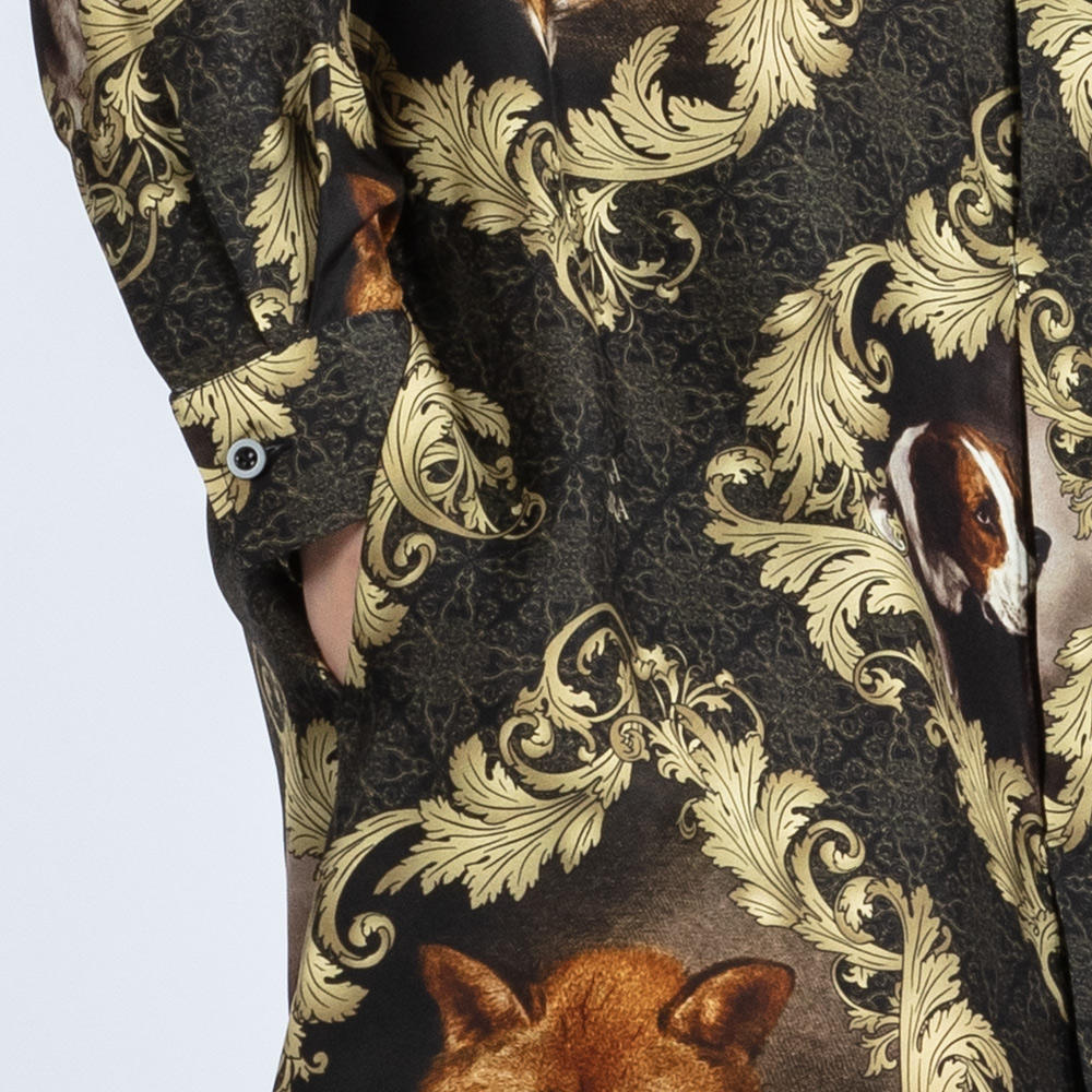 Robe en soie Sara Tiara, motif renard et chien