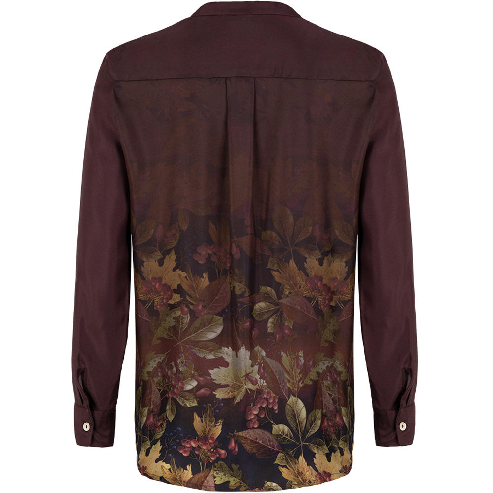 Seidenbluse Allover Print, Laub