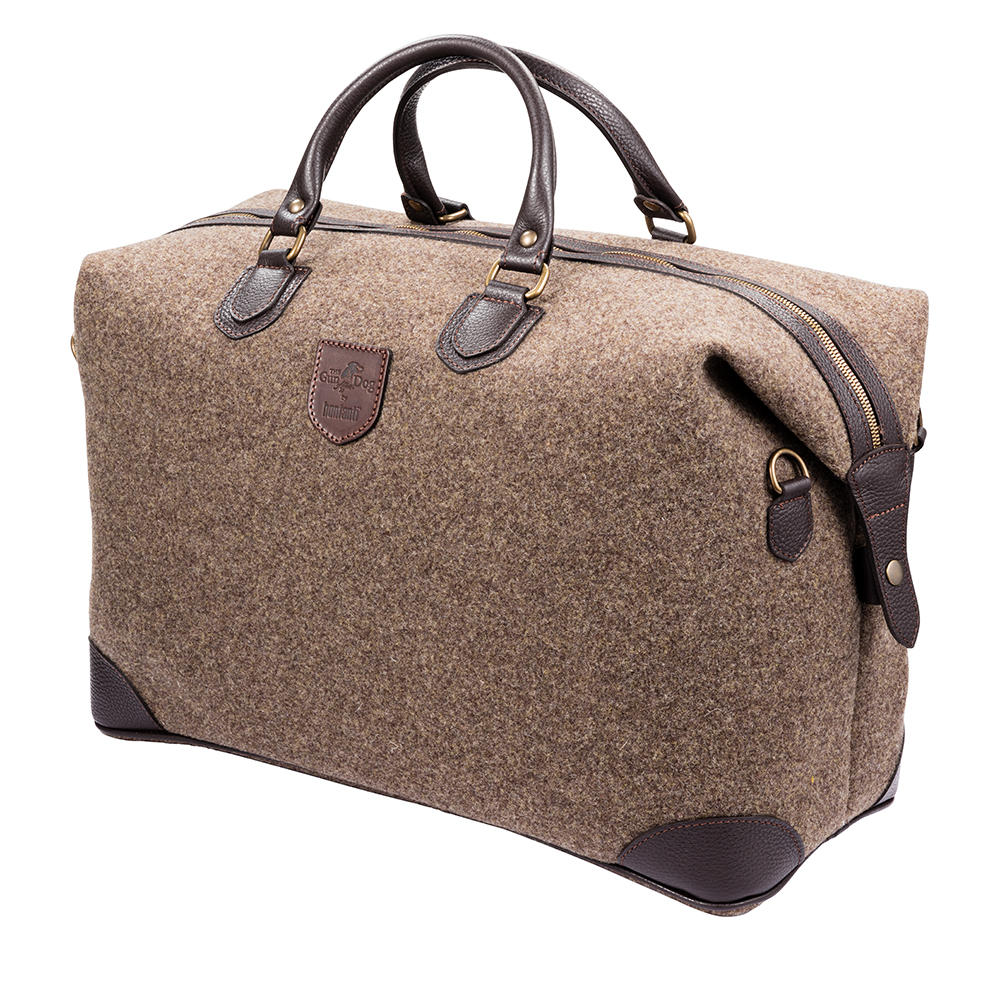 Sac de week-end, feutre avec cuir, beige