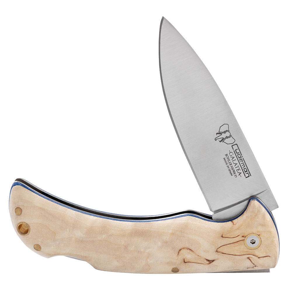 Cudeman »Galatea« Folding Knife, Masur Birch, with Leather Case