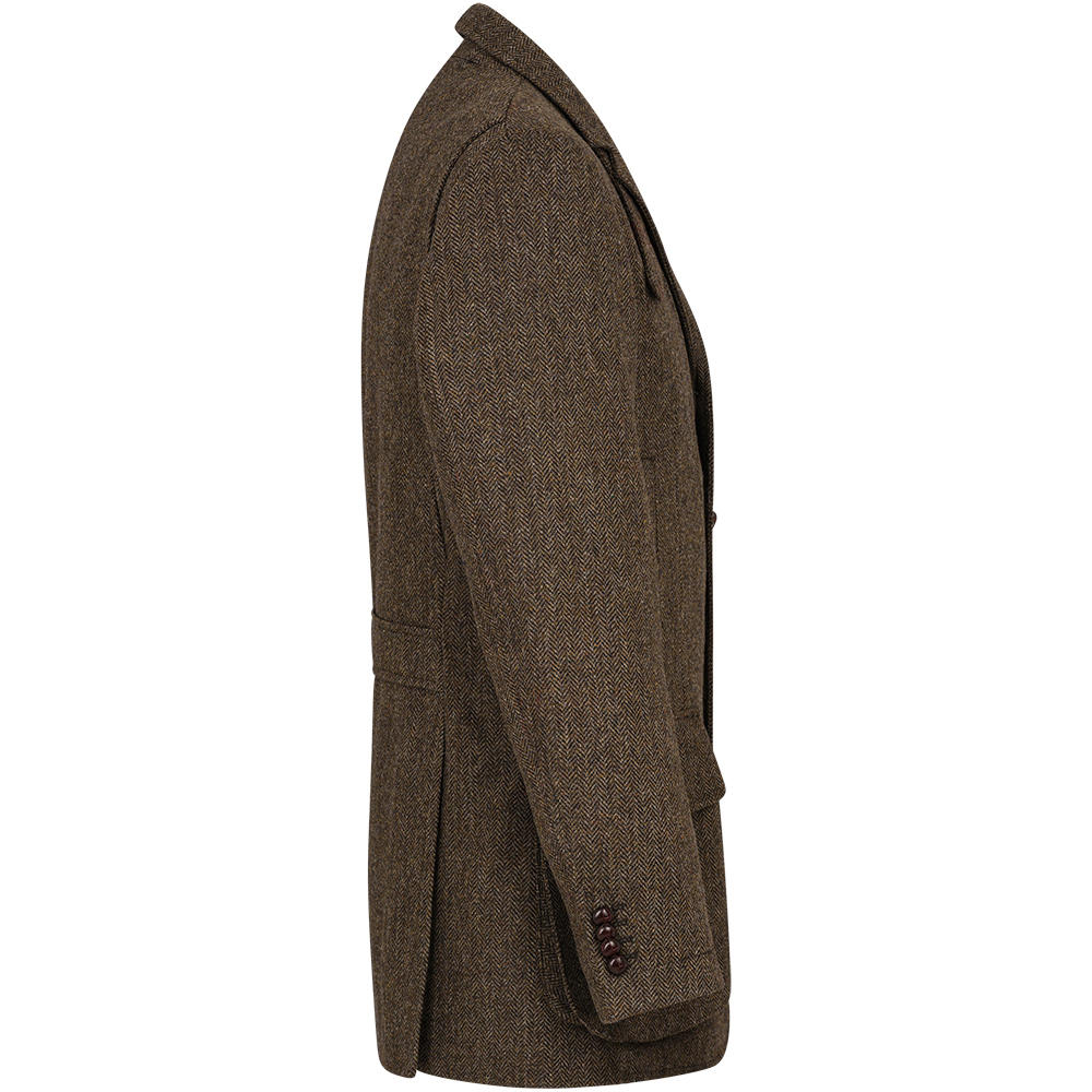 Herren Tweed-Jagdjacke, Fischgrat, braun