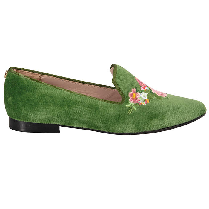 Damen Samt Loafer »Flowers«