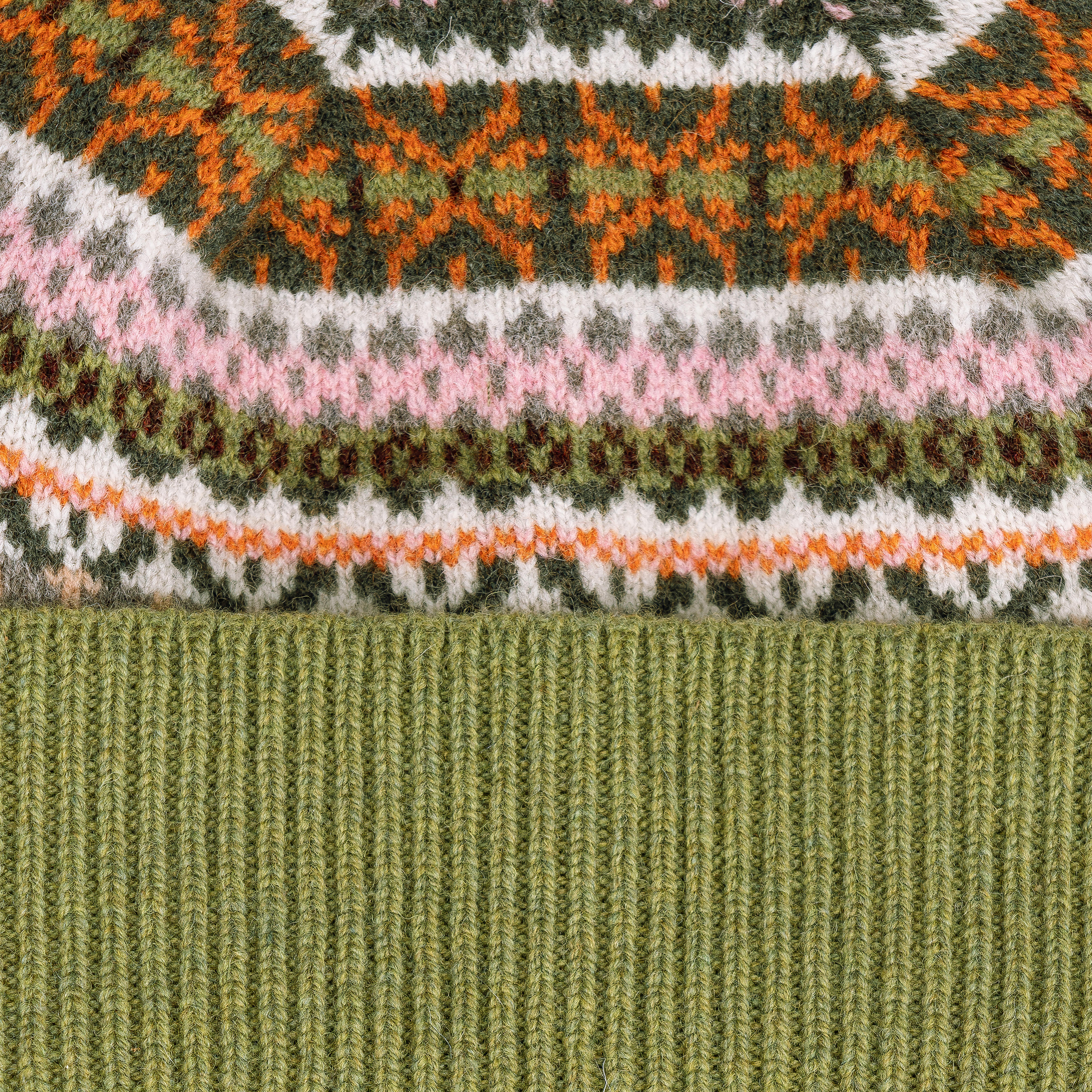 Damen-Mütze Fairisle, grün/beige