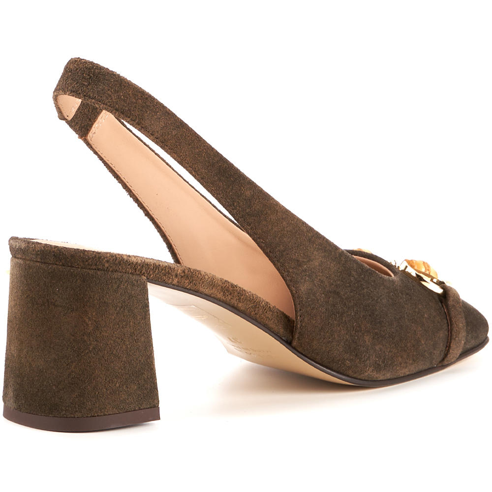 Ladies’ Slingbacks in »Antikbock« Antiqued Leather, Acacia