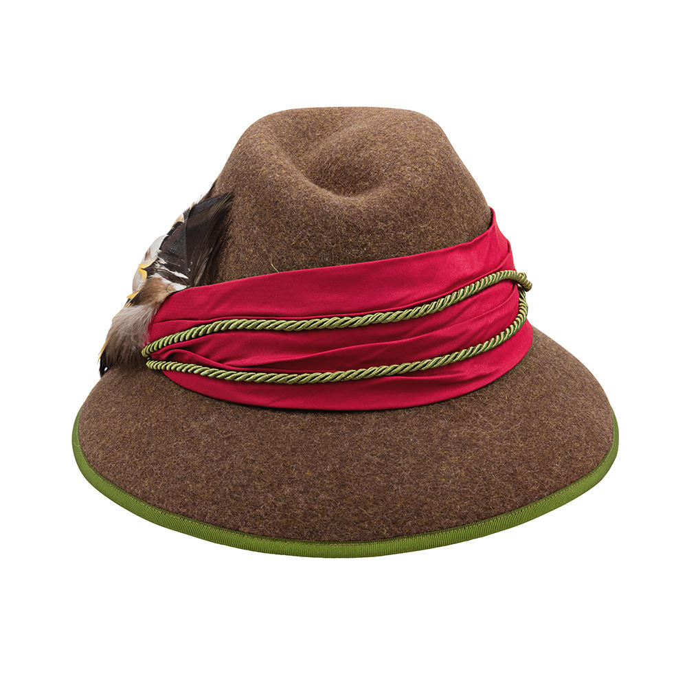 Chapeau pour femme » Lili «, laine avec plumet, mélange brun,