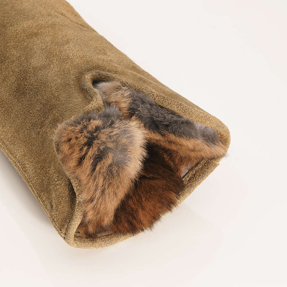 Damen Handschuhe GELA, Ziegenvelours, Kaschmir & Samtkanin