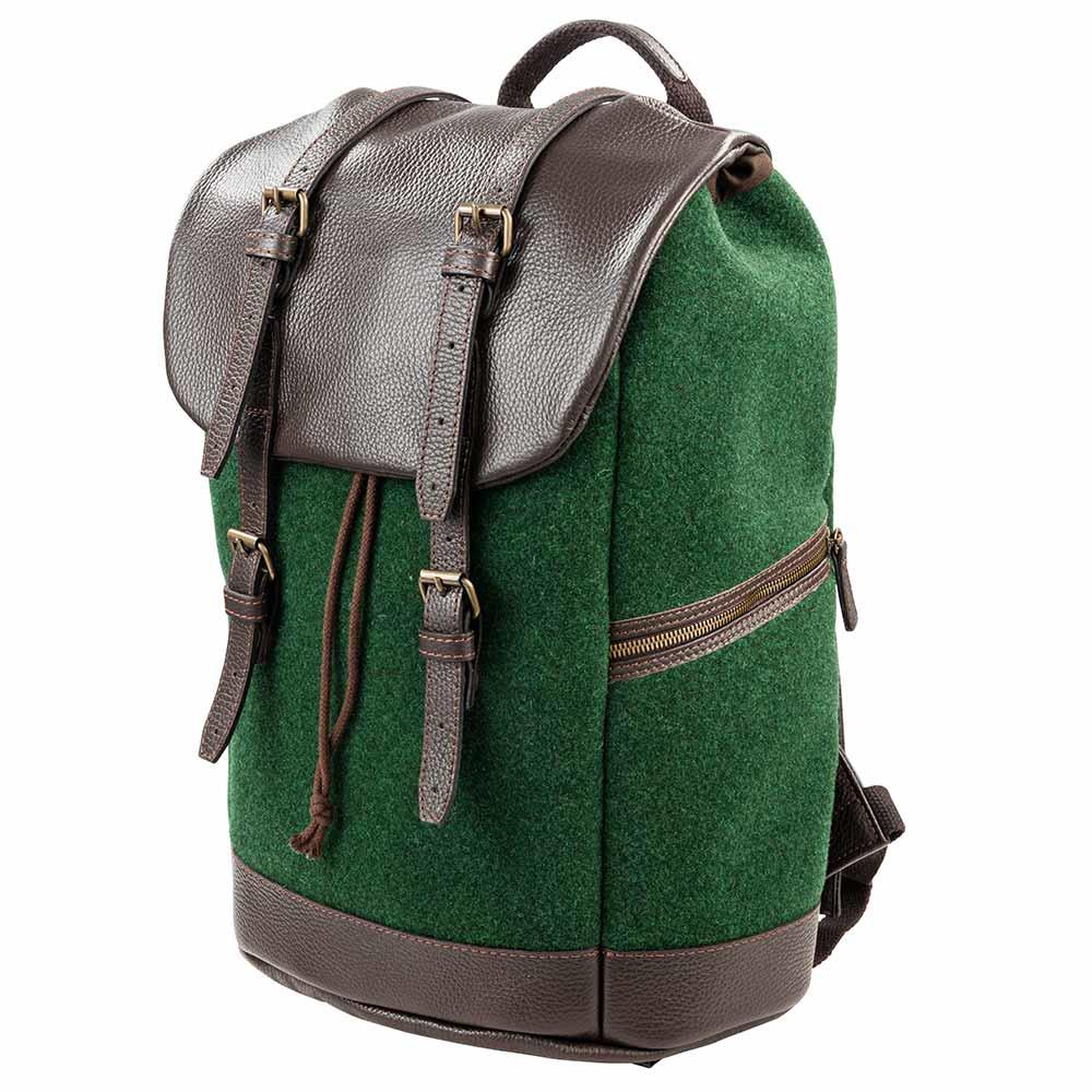 Rucksack, Wolle mit Leder