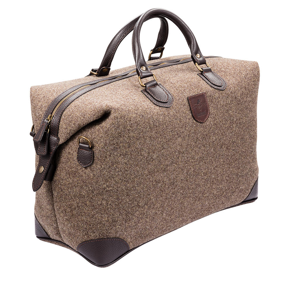 Sac de week-end, feutre avec cuir, beige