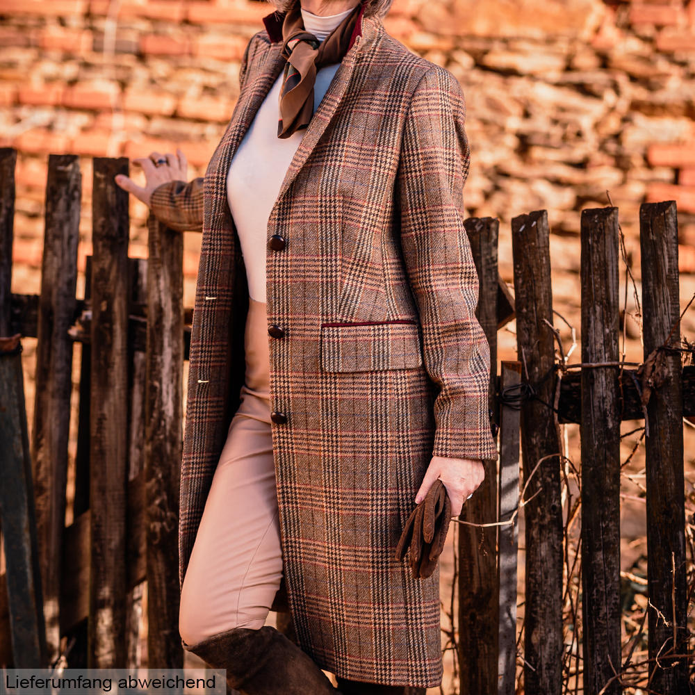 Damen-Tweedmantel Glencheck 