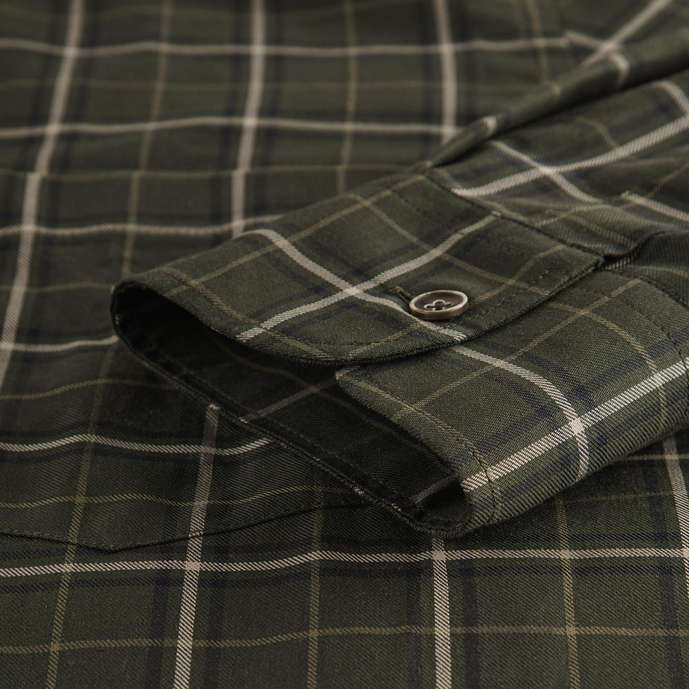 Men's Shirt, Cotton, Chequered, Green/Beige