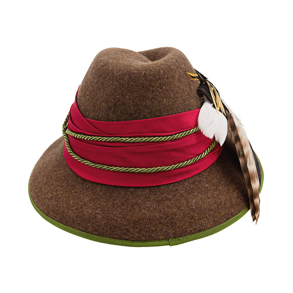 Chapeau pour femme » Lili «, laine avec plumet, mélange brun,