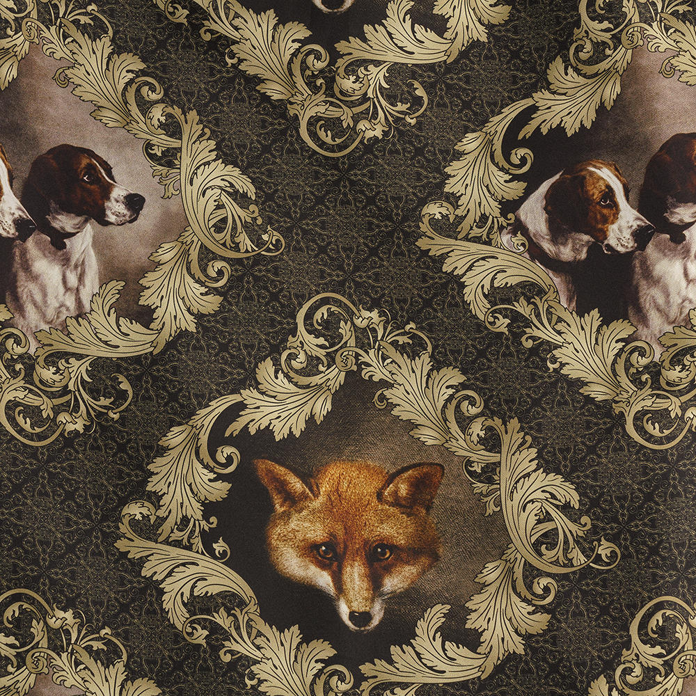 Robe en soie Sara Tiara, motif renard et chien
